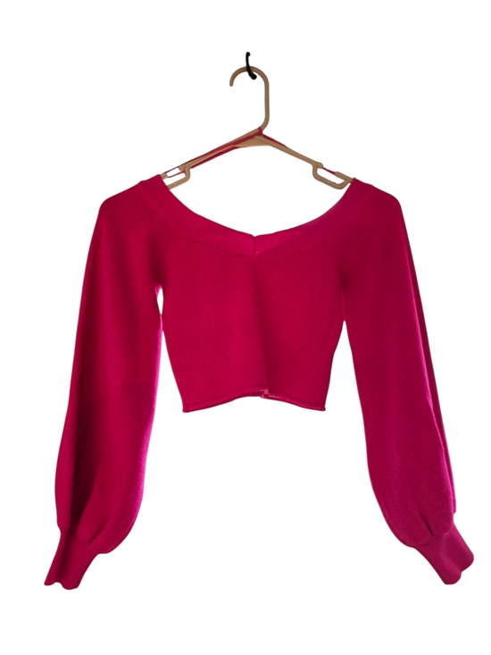 Zara Women's Hot Pink Crop Knit Sweater - Picture 4 of 5
